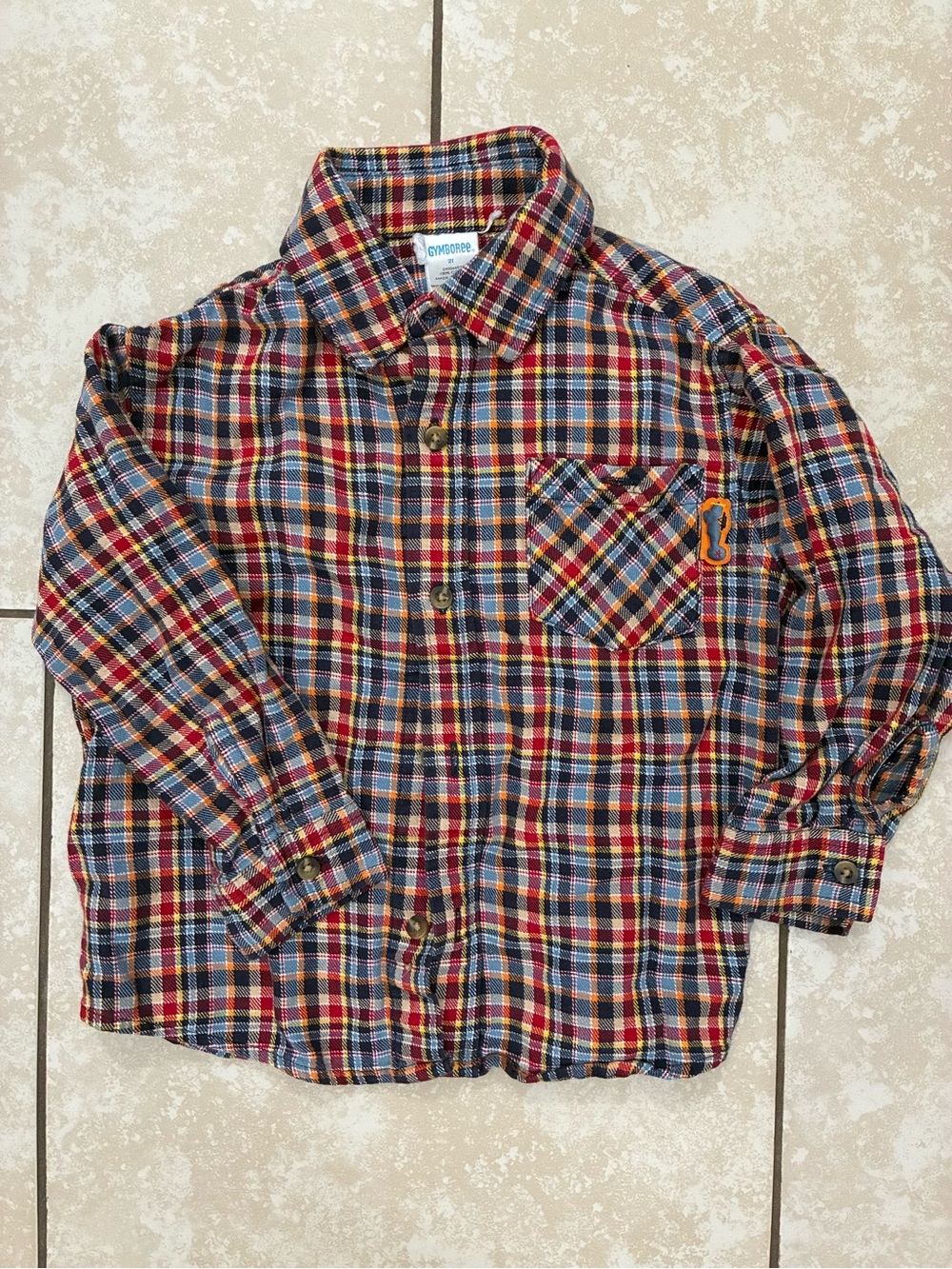 Gymboree Boys Plaid Button-Down Shirt in Red, Blue, Yellow